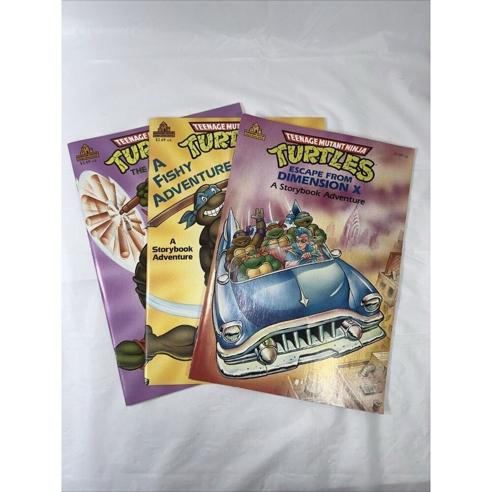 VINTAGE Teenage Mutant Ninja Turtles Cartoon Animated Storybook (Set of 3)